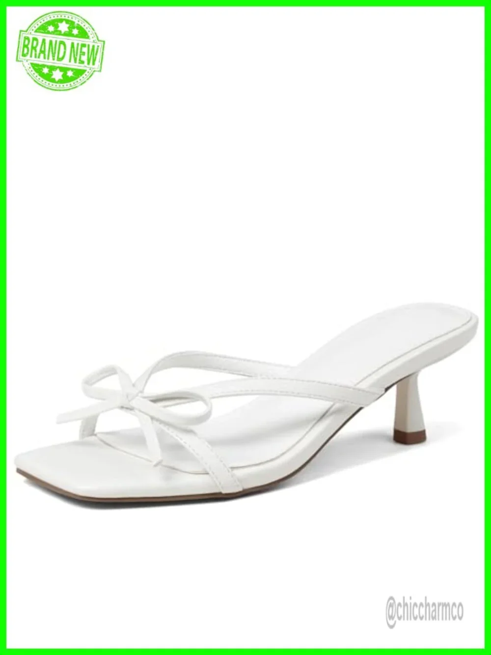 Bow Pleated Kitten Heel Sandals Women Open Toe Low Mule